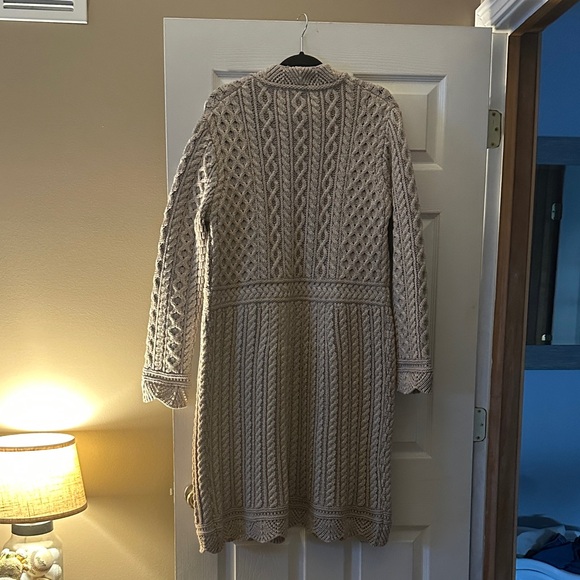 Aran Crafts Wool Cable Knit Long Cardigan Sweater - Picture 4 of 9